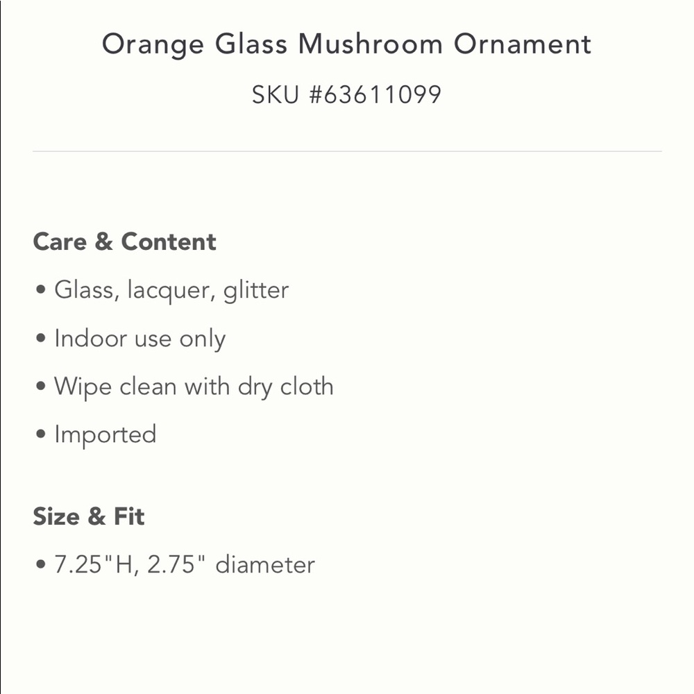 Anthropologie Orange Glass Mushroom Ornament - Picture 8 of 8